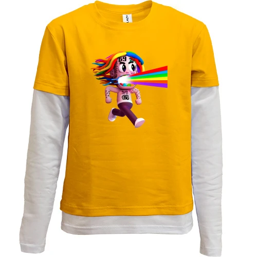 Комбинированный детский лонгслив, желтый, Tekashi rainbow