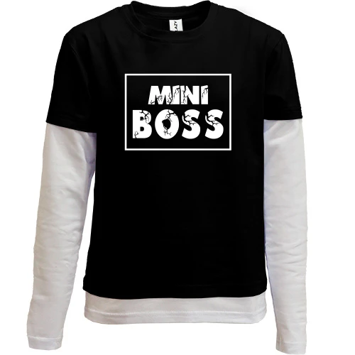 Комбинированный детский лонгслив, черный, mini BOSS