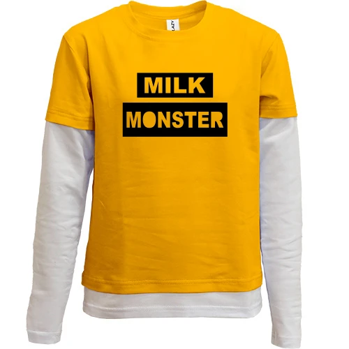 Комбинированный детский лонгслив, синий, Milk Monster
