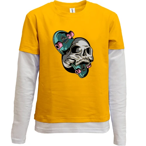 Комбинированный детский лонгслив, желтый, Skull Skater