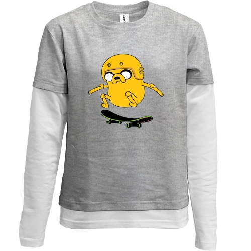 Комбинированный детский лонгслив, серый, Jake skater