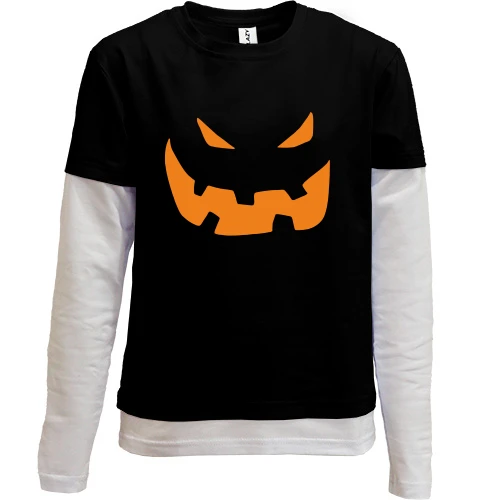 Комбинированный детский лонгслив, черный, Halloween smile