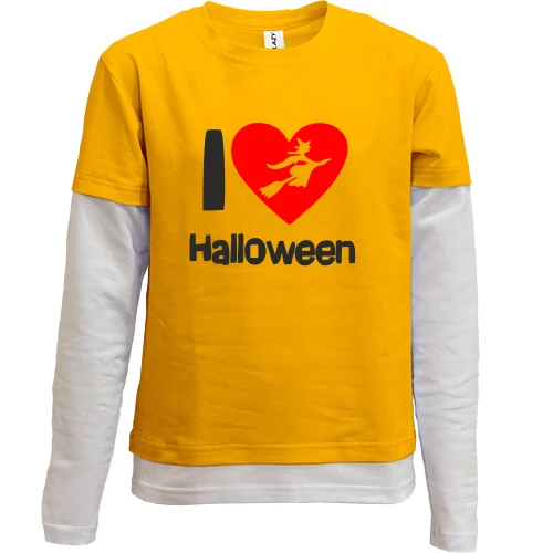 Комбинированный детский лонгслив I Love Halloween