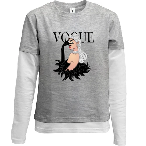 Комбінований дитячий лонгслів, Сірий, VOGUE blonde girl 1