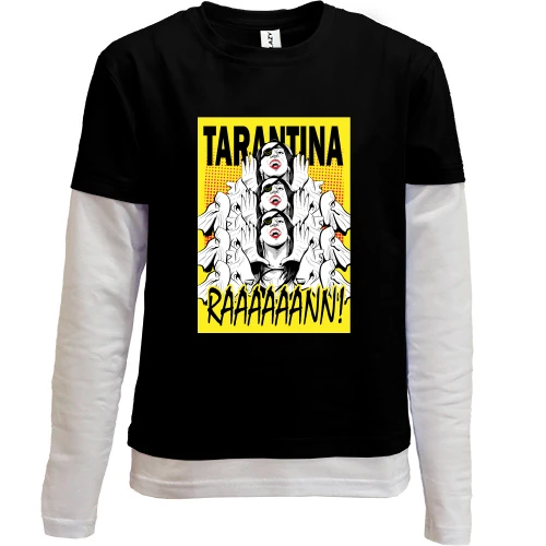 Комбинированный детский лонгслив, Черный, Tarantina Raaaannn!