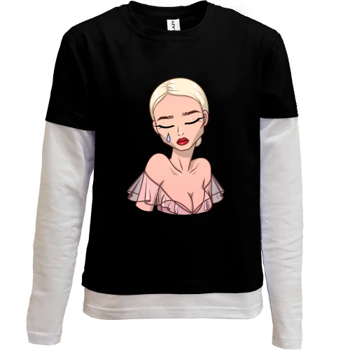 Комбинированный детский лонгслив, Черный, Art. Blonde crying