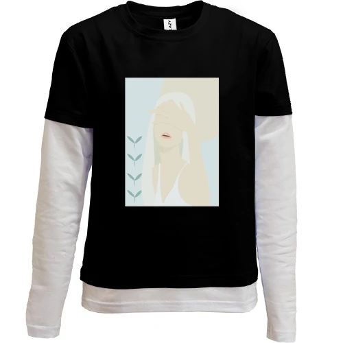 Комбинированный детский лонгслив, черный, Blonde art ..