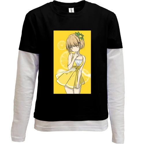 Комбинированный детский лонгслив, черный, Lemon Girl