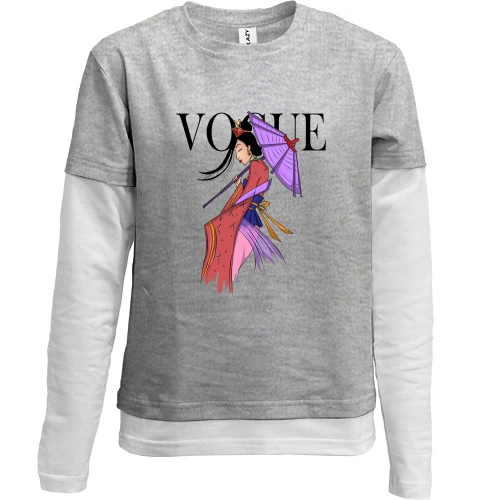 Комбінований дитячий лонгслів, Сірий, VOGUE Mulan