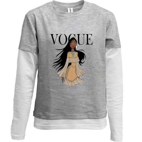 Комбинированный детский лонгслив, Серый, VOGUE Pocahontas