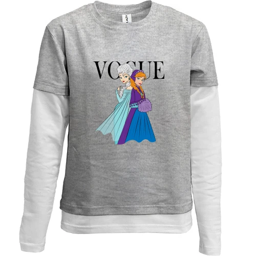 Комбинированный детский лонгслив, Серый, VOGUE Elsa and Anna