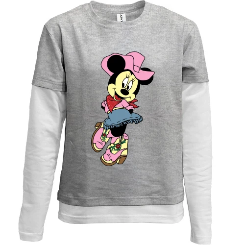 Комбинированный детский лонгслив Minnie Mouse cowboy.