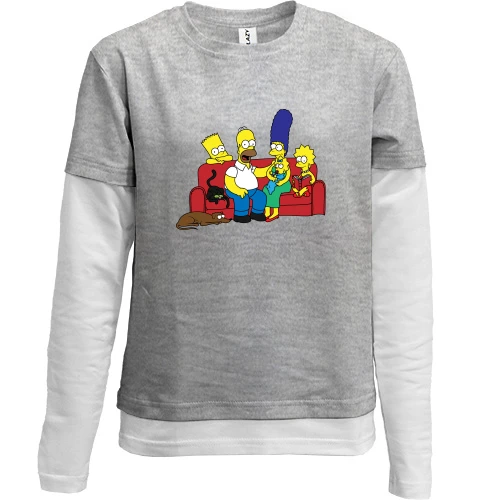 Комбинированный детский лонгслив, серый, Simpsons family