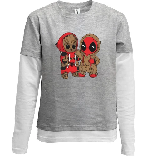Комбинированный детский лонгслив Baby groot and deadpool
