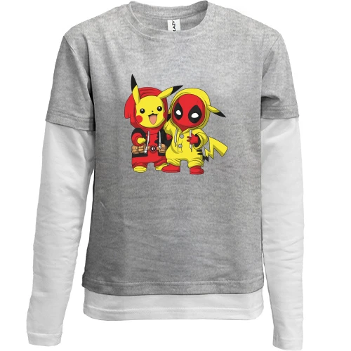 Комбинированный детский лонгслив, Серый, Stitch and mickey mouse