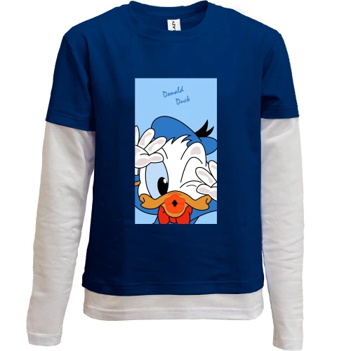 Комбинированный детский лонгслив, Синий, Donald duck baby
