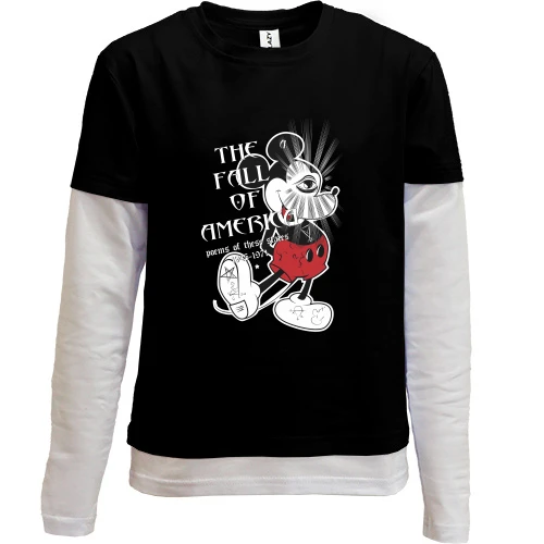 Комбинированный детский лонгслив, Черный, Mickey Mouse The Fall of America