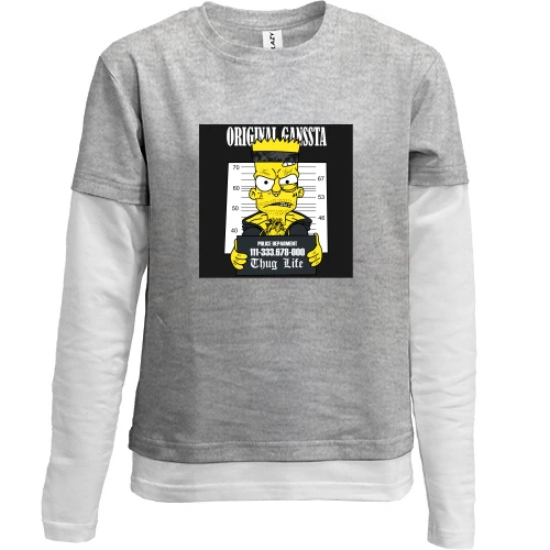 Комбинированный детский лонгслив, Серый, Bart original gangssta