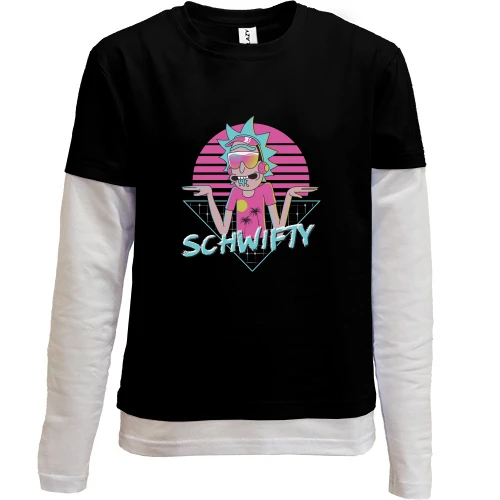 Комбинированный детский лонгслив, Черный, Rick schwifty