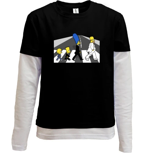 Комбінований дитячий лонгслів, Чорний, Simpsons black and white