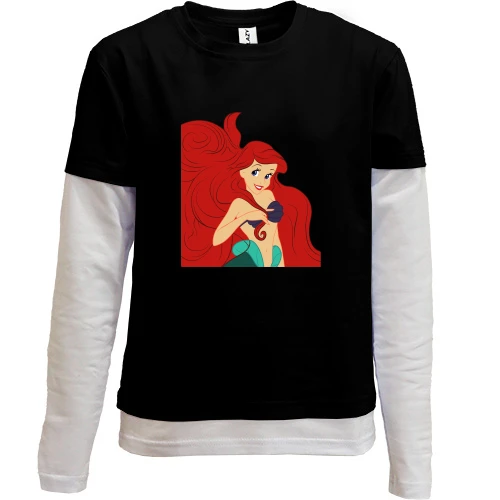 Комбинированный детский лонгслив, Черный, Ariel hair