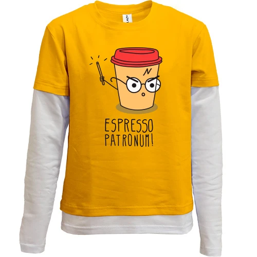 Комбинированный детский лонгслив, желтый, Espresso Patronum