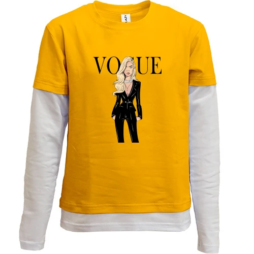 Комбинированный детский лонгслив, желтый, VOGUE Cara Delevingne