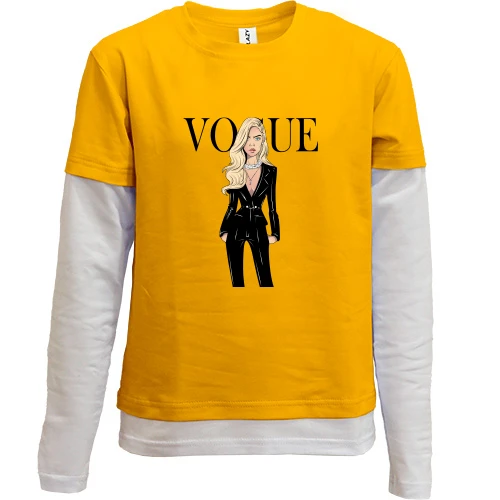 Комбинированный детский лонгслив, желтый, VOGUE Cara Delevingne.