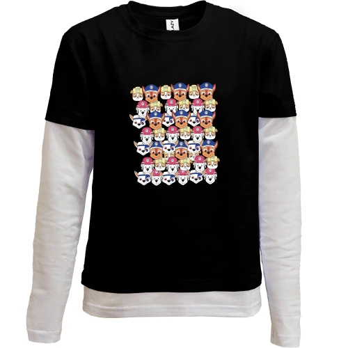 Комбинированный детский лонгслив, Черный, Paw patrol pattern