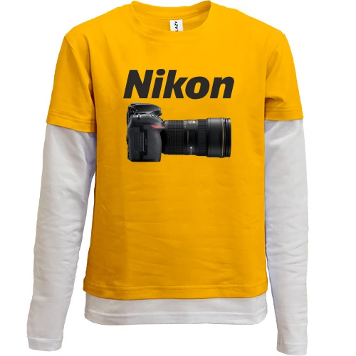 Комбинированный детский лонгслив, желтый, Nikon Camera