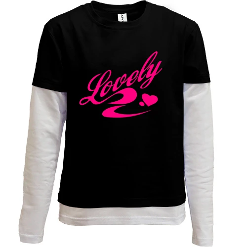Комбинированный детский лонгслив Lovely с сердцем и завитками