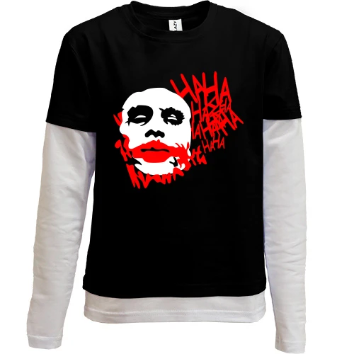 Комбинированный детский лонгслив, черный, Joker smile Batman Ha ha ha