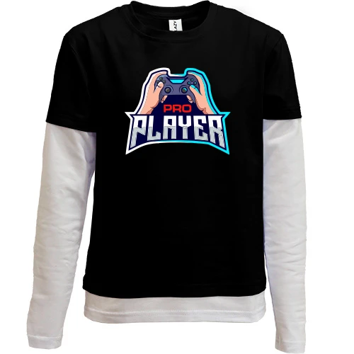 Комбинированный детский лонгслив, черный, pro Player