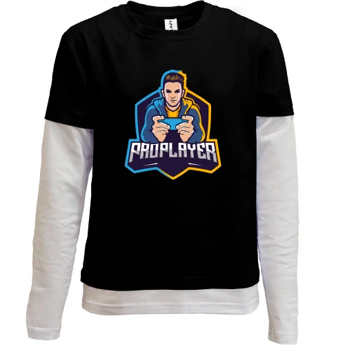 Комбинированный детский лонгслив, черный, Proplayer