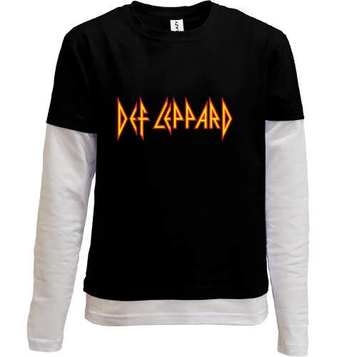 Комбинированный детский лонгслив, черный, Def Leppard 2