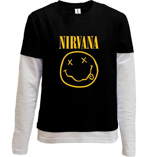 Комбинированный детский лонгслив, черный, Nirvana