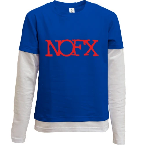 Комбинированный детский лонгслив, серый, NOFX