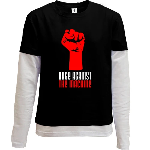 Комбинированный детский лонгслив, черный, Rage Against the Machine