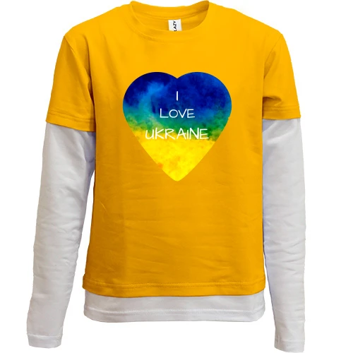 Комбинированный детский лонгслив "I love Ukraine" на сердце
