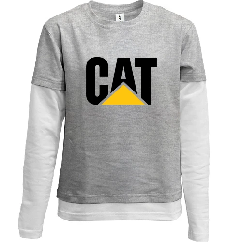 Комбинированный детский лонгслив, серый, Caterpillar (CAT)