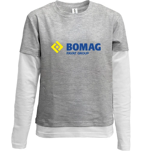 Комбинированный детский лонгслив, серый, BOMAG