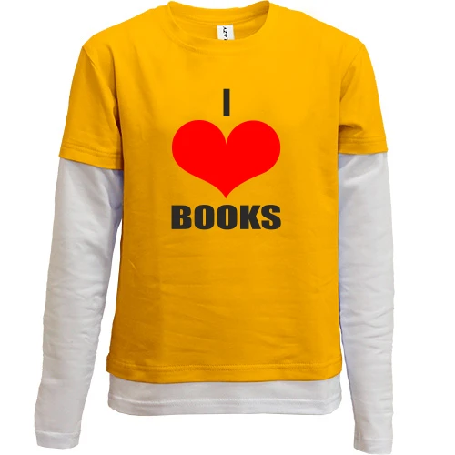 Комбинированный детский лонгслив, желтый, I love books