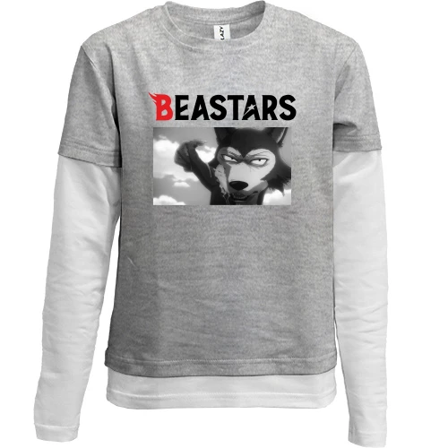 Комбінований дитячий лонгслів, Сірий, BEASTARS, Legosi