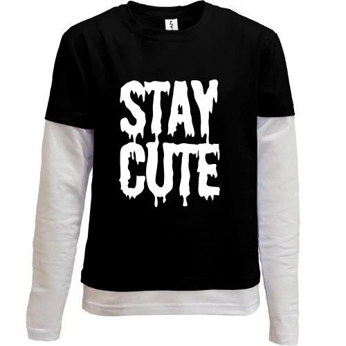 Комбинированный детский лонгслив, черный, stay cute