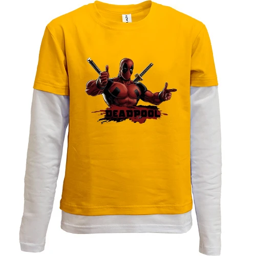 Комбинированный детский лонгслив, желтый, DEADPOOL