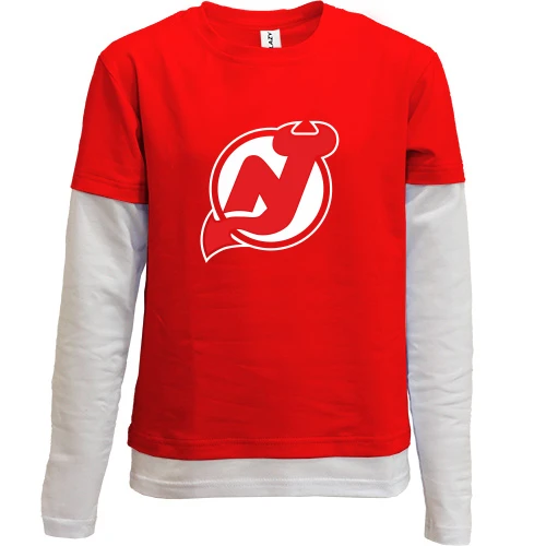 Комбинированный детский лонгслив, черный, New Jersey Devils