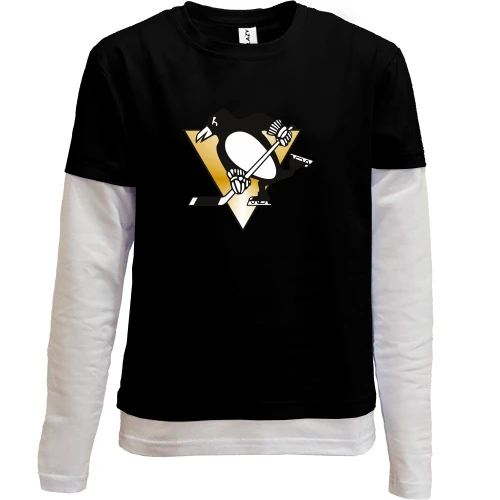 Комбинированный детский лонгслив, черный, Pittsburgh Penguins