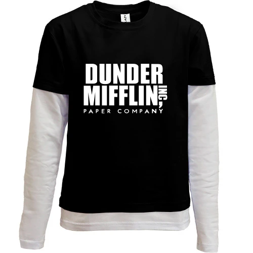 Комбинированный детский лонгслив, черный, The Office - Dunder Mifflin