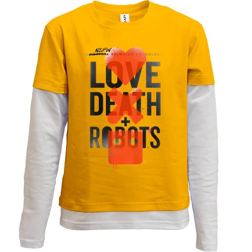 Комбинированный детский лонгслив, желтый, LOVE DEATH + ROBOTS