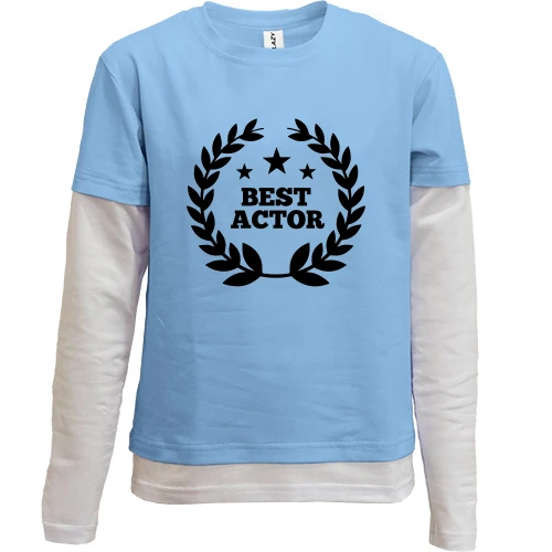 Комбинированный детский лонгслив, синий, для актёра с венком "BEST ACTOR"